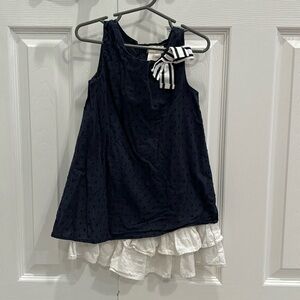 Girls size 5 navy blue and white dress